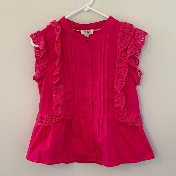 Umgee Tops - Umgee Fuchsia Ruffled Lace Blouse